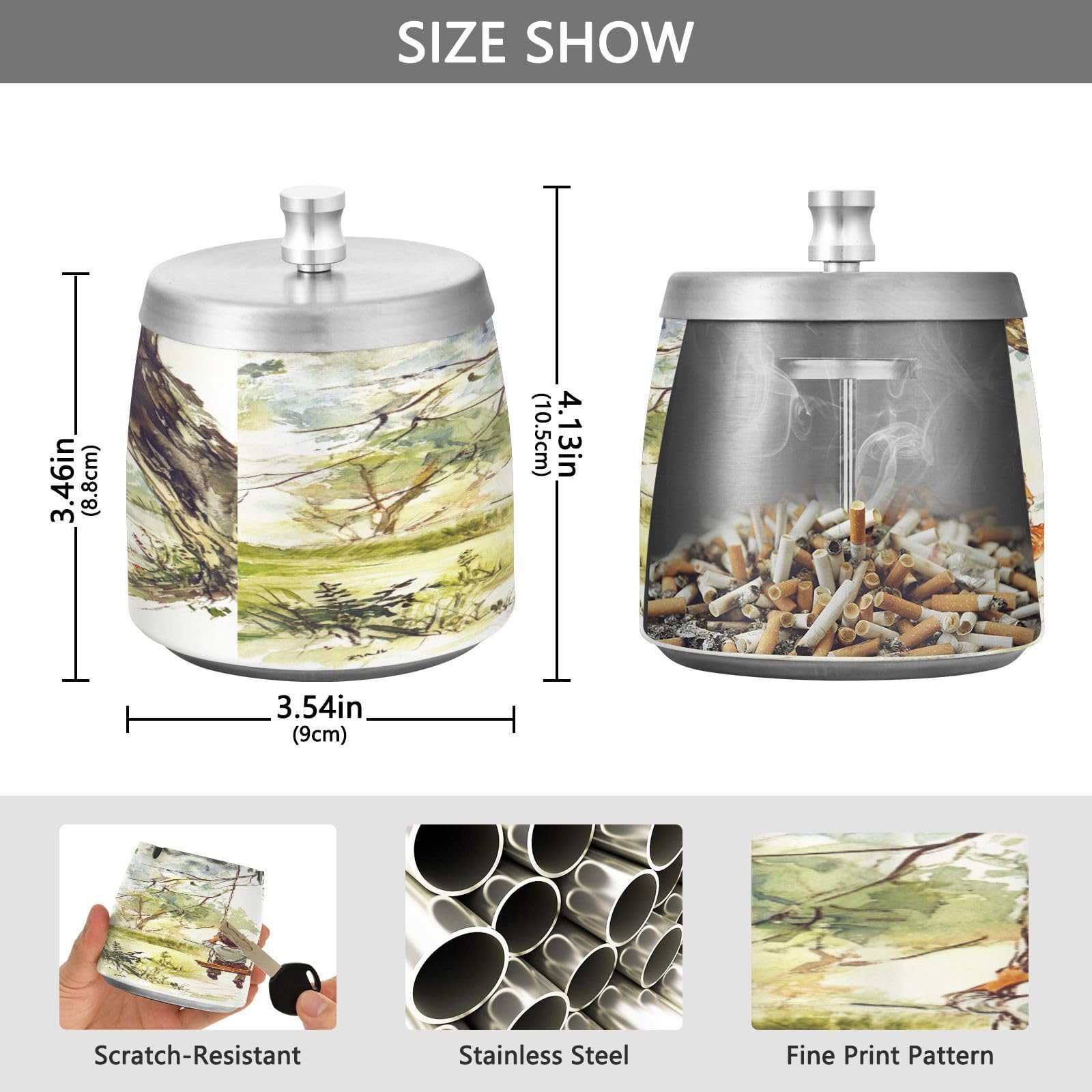 Amazon.com: Swing Stainless Steel Outdoor Ashtray with Lid for